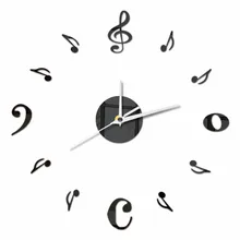 Стена с музыкальными нотами часы акриловые Уникальные кварцевые немой декоративные часы Современный дизайн DIY самоклеющиеся зеркальные эффект настенные наклейки