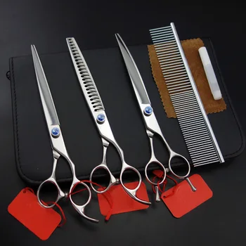 

8 inch high quality Professional Pet Grooming Scissors set,Straight scissors&Thinning Shears/chunkers&Curved scissors set