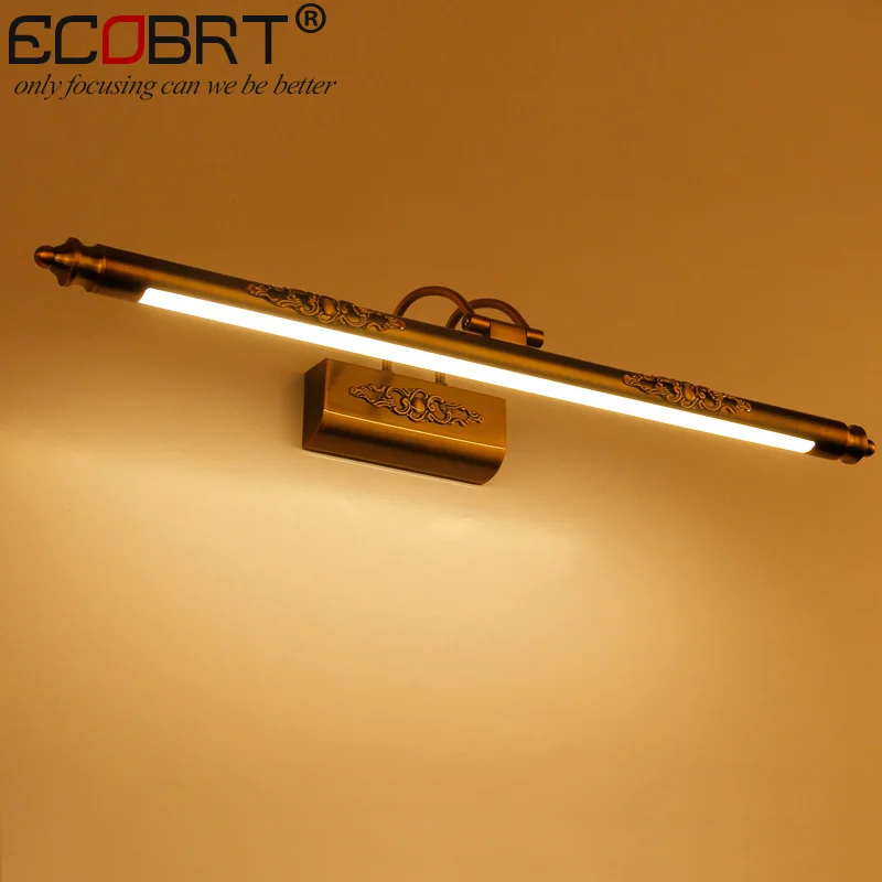 ECOBRT современный латунный светодиодный настенный светильник для ванной комнаты с поворотным кронштейном 50 см 70 см 90 см длинные зеркала Бра 110 В/220 В AC