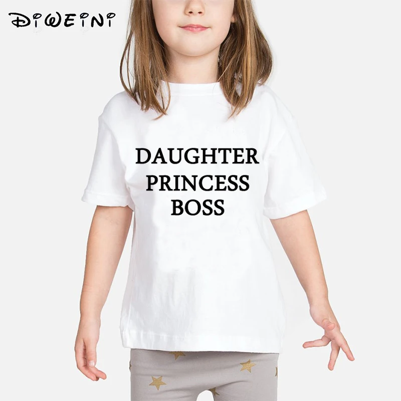 

Daughter Princess Boss Letter Print Tshirt for Baby Girls 2019 Summer Child Clothes Fashion White T-shirts Kid Short Sleeve Tops
