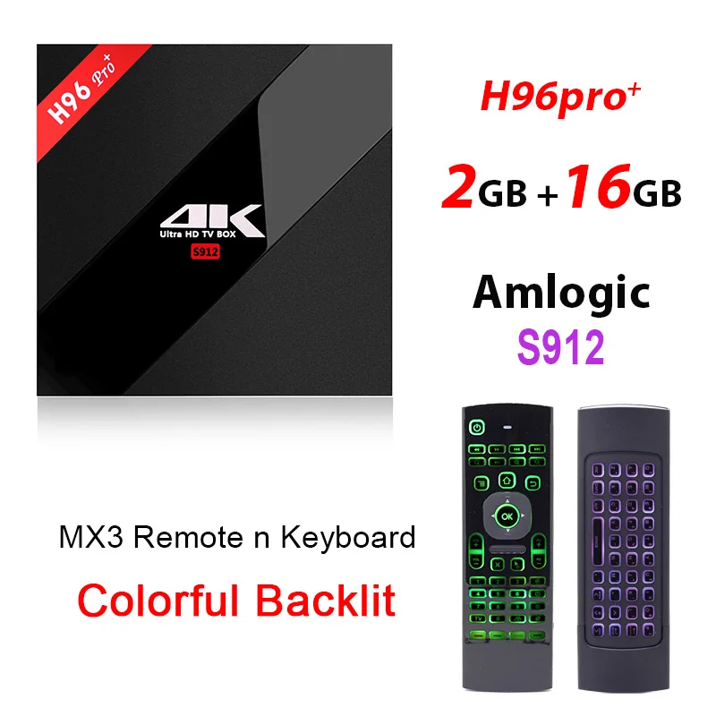 H96 PRO+ плюс Смарт ТВ приставка Amlogic S912 Восьмиядерный 2 ГБ/16 ГБ 3 ГБ/32 ГБ Android 7,1 Bluetooth 4,1 ТВ приставка Wifi HDMI - Цвет: 2G 16G MX3