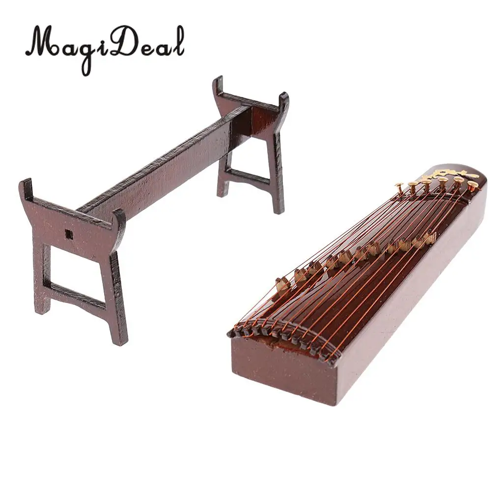 MagiDeal 1/6 Scale Realistic Zither Model Wood Military Soldier for 12 Inch Action Figure Playing Music Instrument Toys