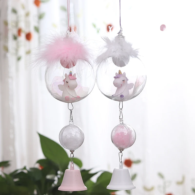 Us 9 79 30 Off Fantasy Unicorn Wind Bell Pendant Door Decoration Creative Girl Bedroom Feather Decoration Teen Heart Birthday Gift Girlfriend In