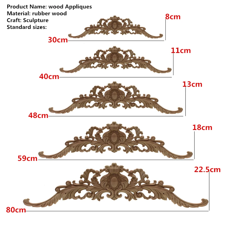 Rectangle Carving Natural Wood Appliques For Furniture Cabinet Unpainted Wooden Mouldings Decal Vintage Home Decor Decorative ornament crafts wooden figurine crafts glass fruit pendants