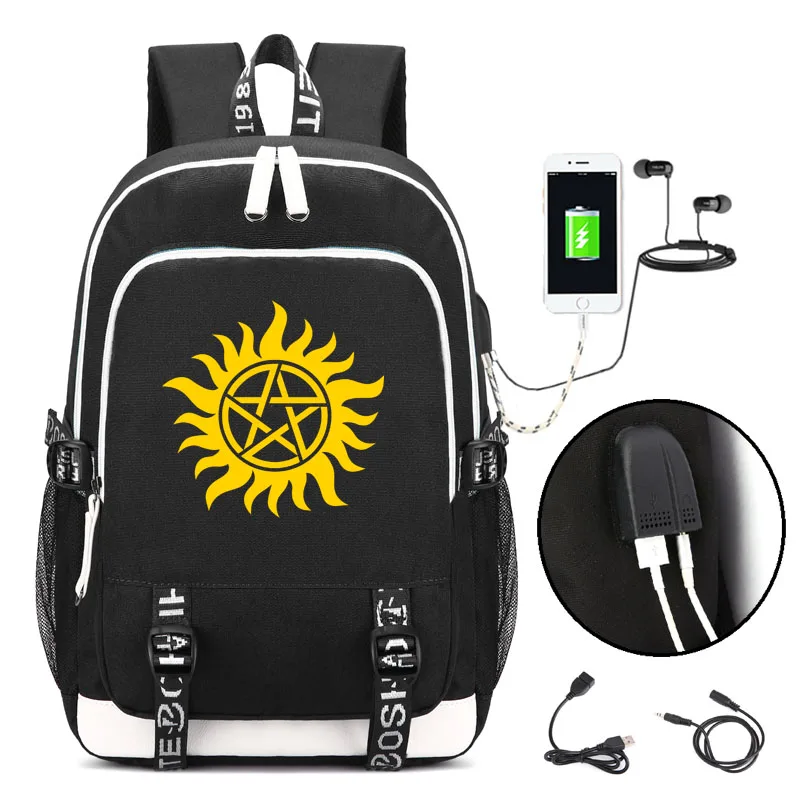 

Supernatural Backpack with USB Charging Port and Lock &Headphone interface for College Student Work Men & Women