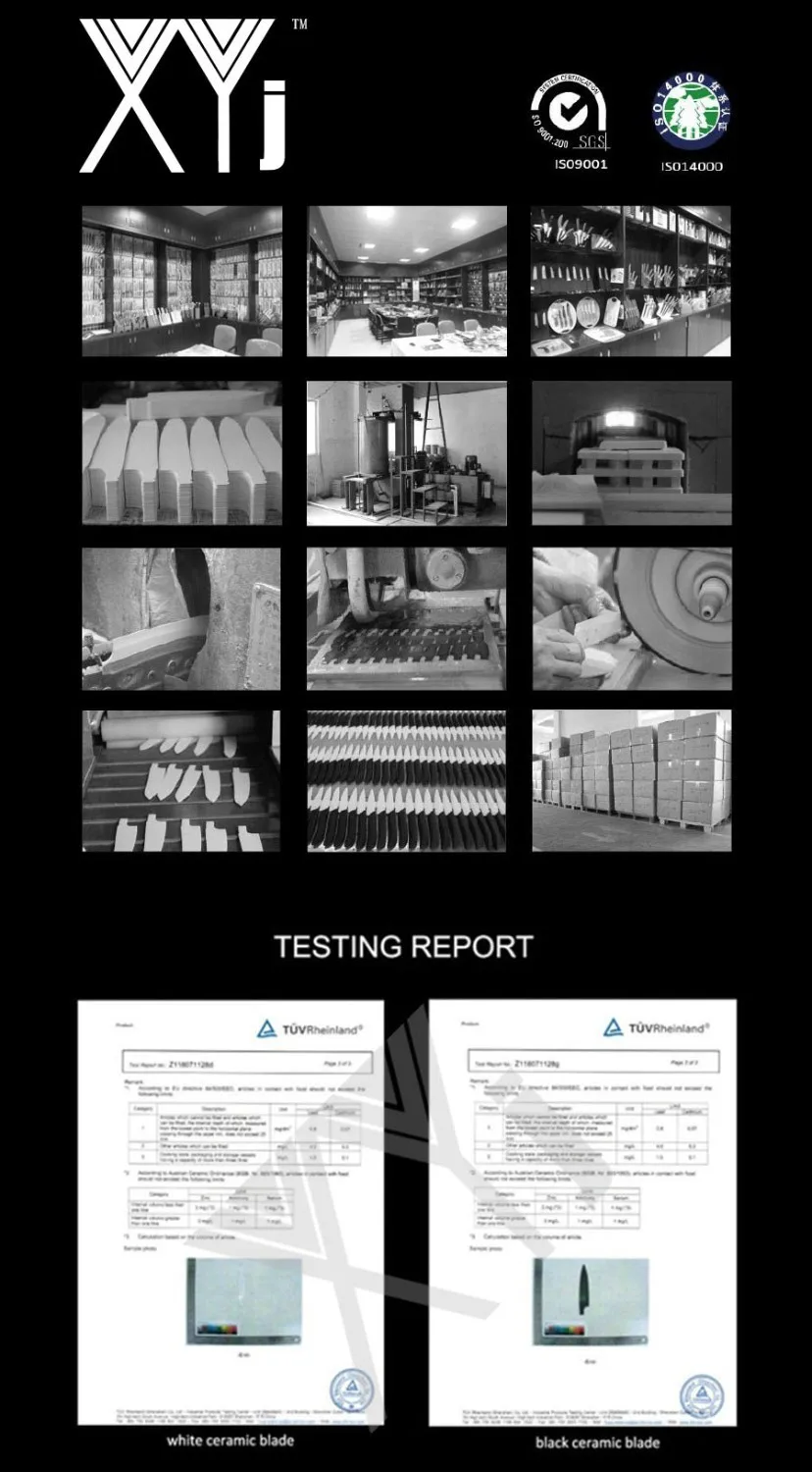 XYJ абсолютно Глобальный качество " 4" " 6" дюйм Керамический нож набор кухонных ножей черное лезвие черная цветная ручка с оболочкой циркония