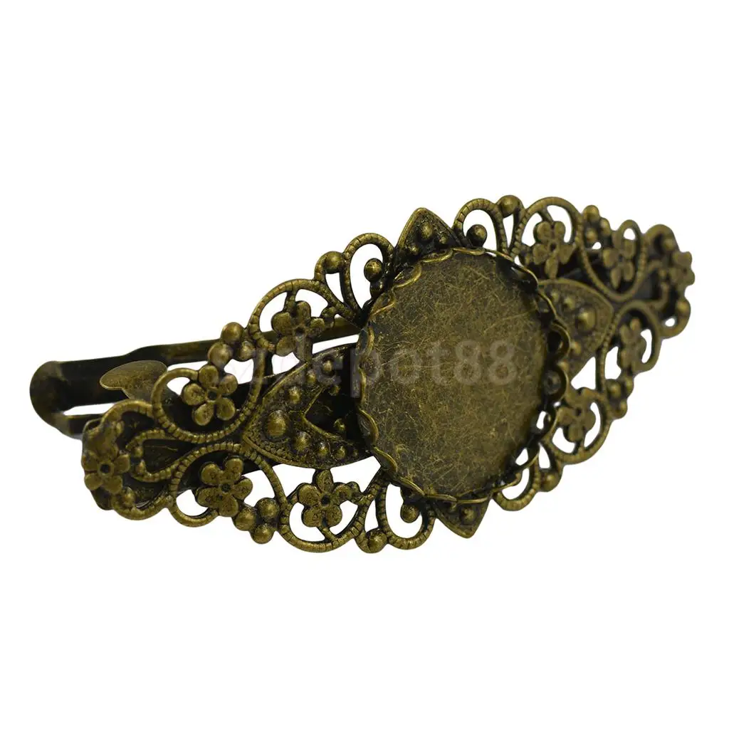 2pcs Antique Floral French Clip Barrette Cabochon Blank Setting Base Finding