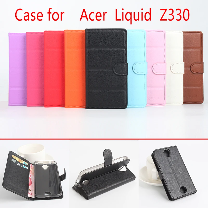 

Litchi Grain Leather Case for Acer Liquid Z330 Luxury Flip Stand Wallet Card Cover Bag Coque for Acer Liquid Z330