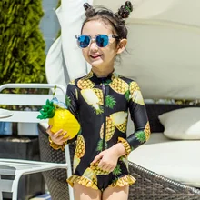 Милый купальник с принтом ананаса для девочек, Пляжная доска, закрытый купальник для маленьких девочек, детский купальник для девочек, купальный костюм