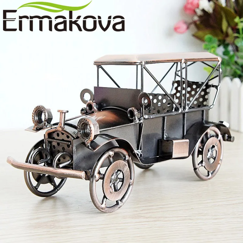 Vintage Car Automobile Model Home Decor Ornament Toy Metal Figurine Retro Gift