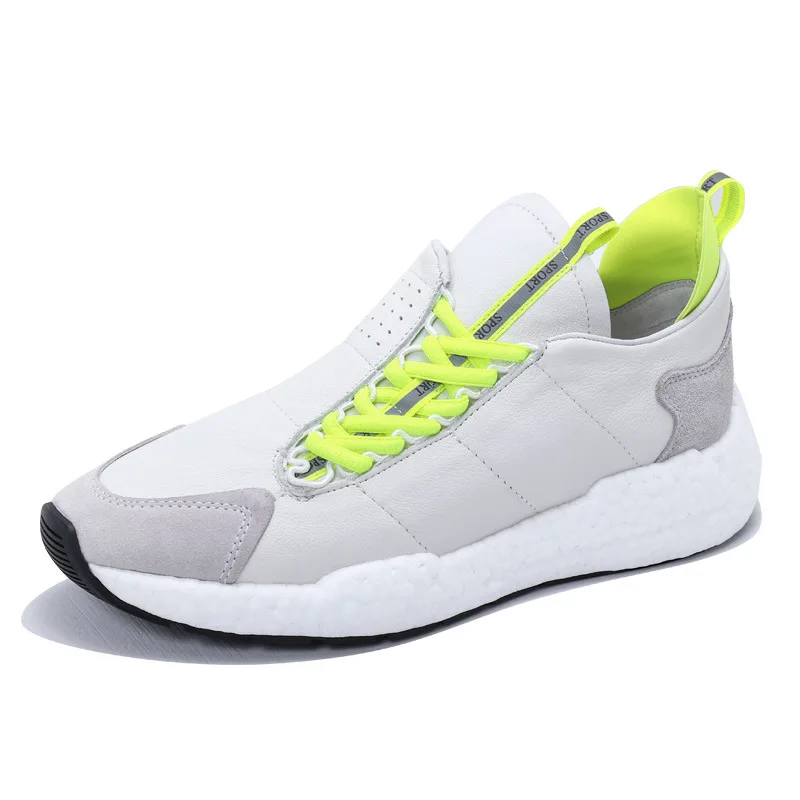 Primavera Zapatos Negro blanco Planos Aumento Cuero Papá Vaca Altura Hombres Otoño Owen Deporte Lujo Casuales De Seak Negro Zapatillas Encaje EZ7qHa