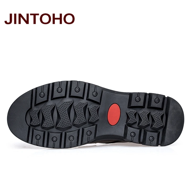 Туфли JINTOHO мужские классические натуральная кожа плоская подошва Мокасины