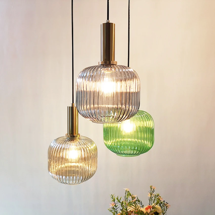 Nordic restaurant pendant lights gray/green/Cognac glass modern hanging lamp bedroom living room ki - 32952007192