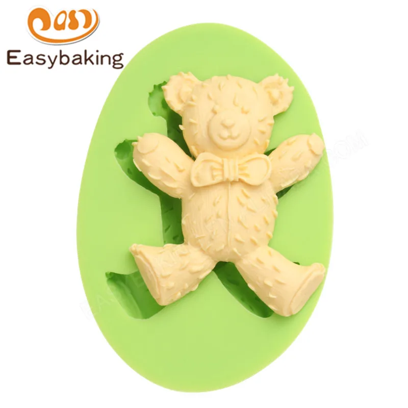ES-0002 Animal Mould Teddy Bear Bow Fondant Silicone Molds for cake decorating