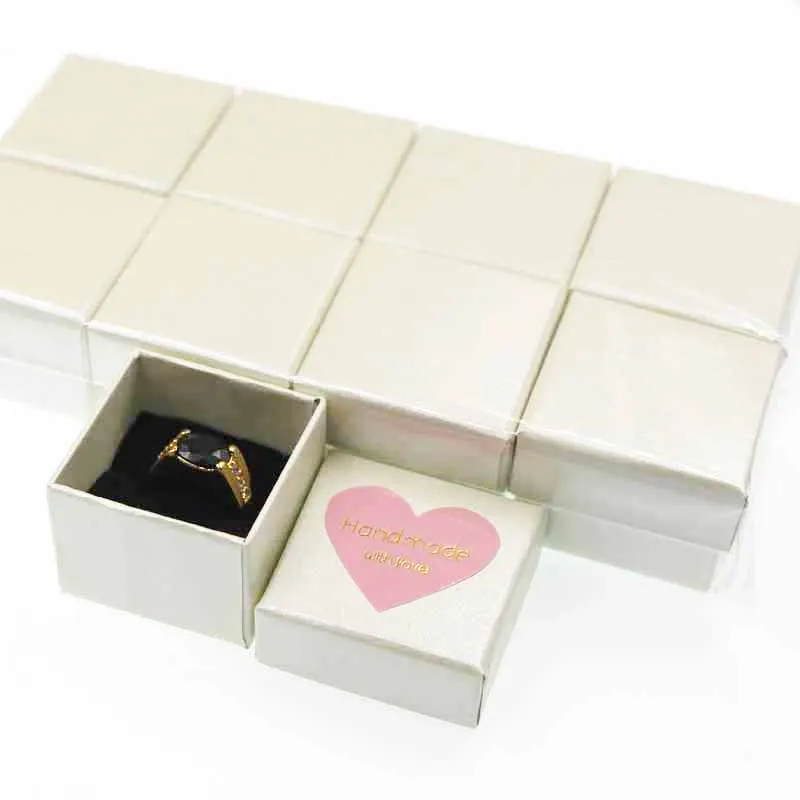 Симпатичный разноцветный упаковка для кольца коробки для украшений, Витрина Подарочная коробка с ярлык в форме сердца украшения 50 комплектов 4*4*3 см на заказ за дополнительную стоимость