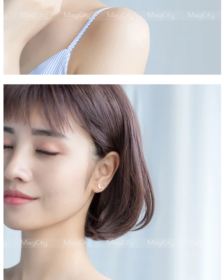 Asymmetrical Star Moon Minimalist Earrings Sterling Silver For Women Kids Korean Earrings Boucle D'oreille Enfant En Argent 925 (5)