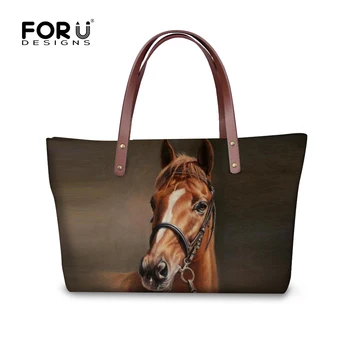 

FORUDESIGNS Crazy Horse 3D Printing Shoulder Bags for Women Large Capacity Female Handbags Luxury Feminina Top-handle Bag Autumn