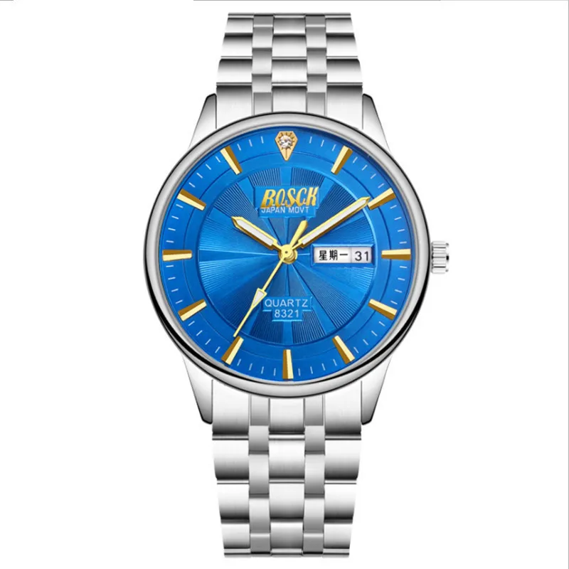 

Brand Luxury Sport Quartz Watch Men Business Stainless Steel Silicone Waterproof Wristwatch