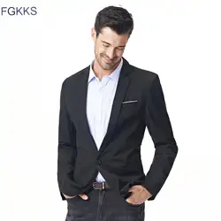 Fgkks Новое поступление модные Блейзер Для мужчин s повседневная куртка одноцветное Цвет хлопок Для мужчин Блейзер Для мужчин Классические