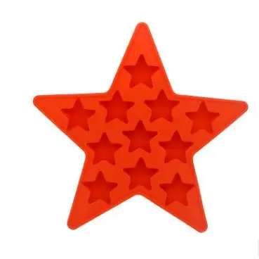 ORGANBOO 1 шт. силиконовая 1 форма для льда пятиконечная звезда Ледогенератор DIY выпечки звезды бар лед инструмент для кубиков 11 отверстий форма звезды - Цвет: Красный