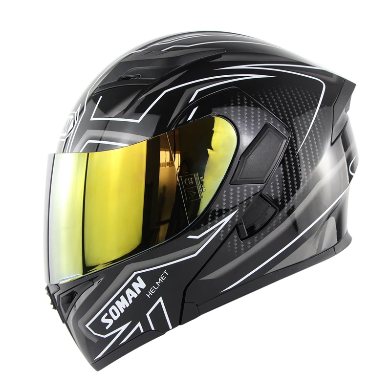 Новое поступление мотоциклетный шлем с двойными линзами откидной модульный мотоциклетный уличный шлем Casco Casque Soman 955 цветной козырек
