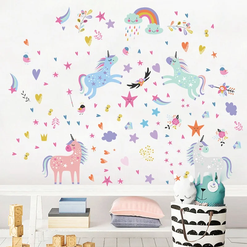 

Colorful Cute Unicorn Wall Sticker Art Decal Stickers Child Room Nursery Wall Decoration Home Decor