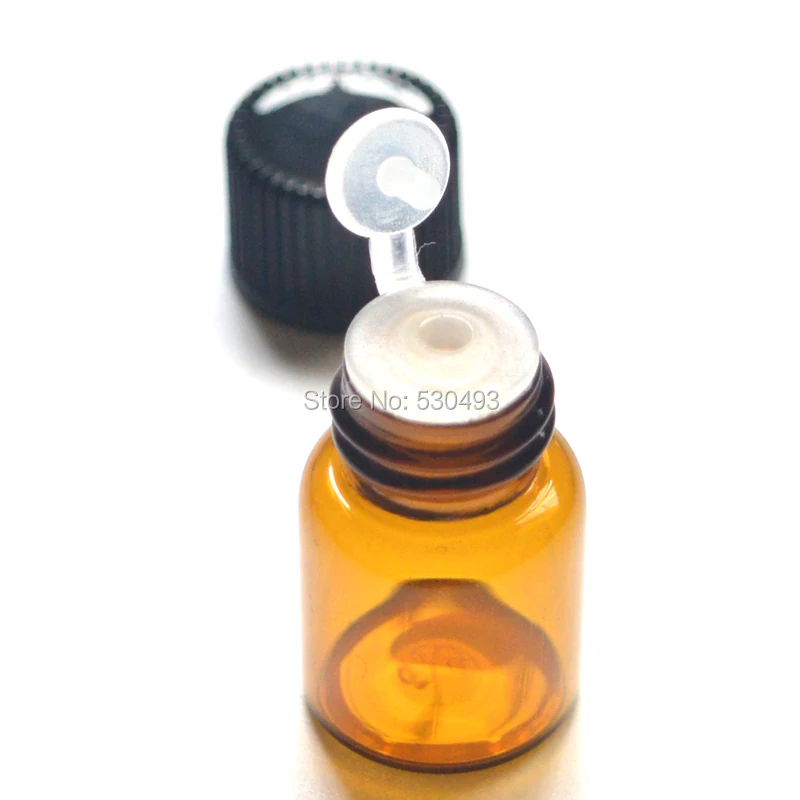 

Mini Essential Oil Glass Bottle with Orifice Reducer Siamese Plug Screw Cap Small Sample 2ml Amber Vials