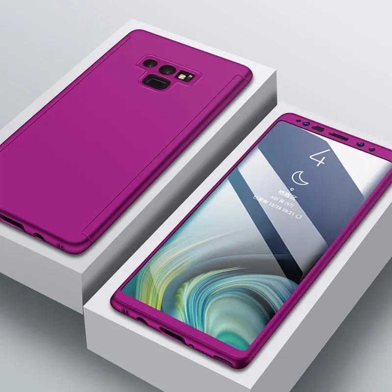 360 противоударный чехол для телефона для samsung Galaxy S10 S9 S8 плюс S10E S7 Edge Note 8 9 M10 M20 M30 M40 A10 A20 A30 A40 A50 A60 A70 - Цвет: Purple