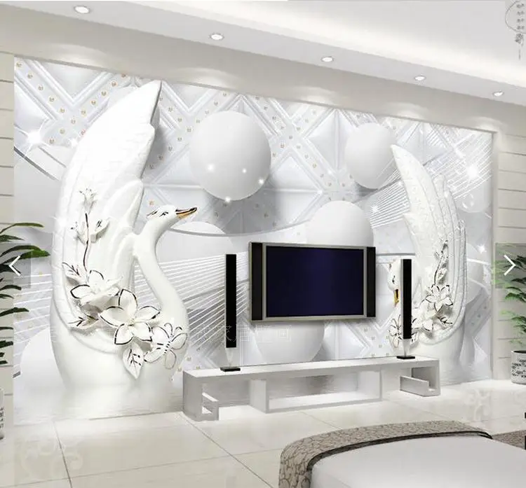 3D photo wallpaper 3D personality elegant white swan mural wallpaper