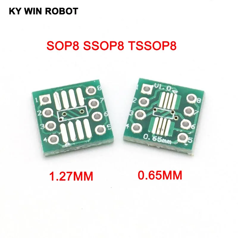 

100pcs SMD to DIP Adapter Converter SOP8 SSOP8 TSSOP8 Adapter Board Module Adapters Plate 0.65mm 1.27mm