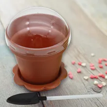 Behogar 20 шт цветочный горшок форма DIY выпечки желе Торт йогурт мусс стакан для хранения держатель с крышкой Лопата для бытовой вечерние инструменты