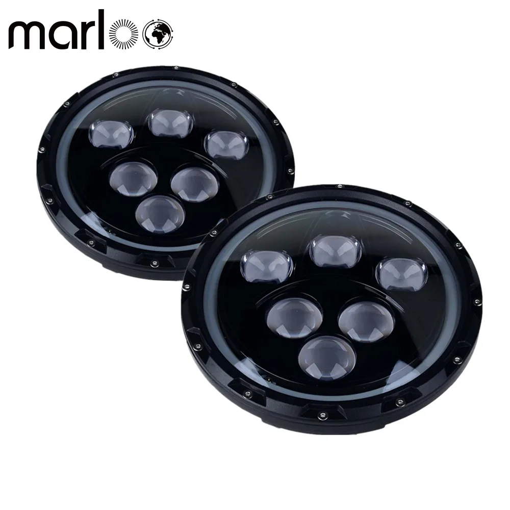 

Marloo Car Led Headlight 7 Inch Hi Low Beam 60W White DRL Halo For Harley Motobike Jeep Wrangler 1997-2016 Lada Niva Offroad 4x4