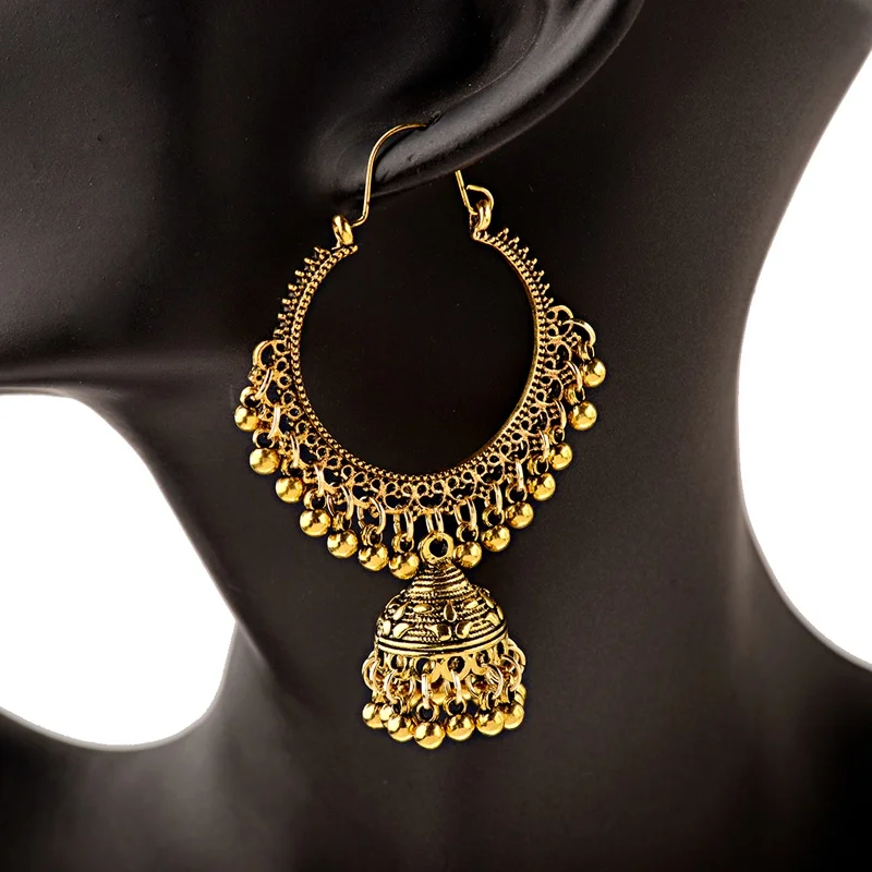 2020 классические женские большие круглые серьги Jhumka Jhumki индийские украшения Tribe