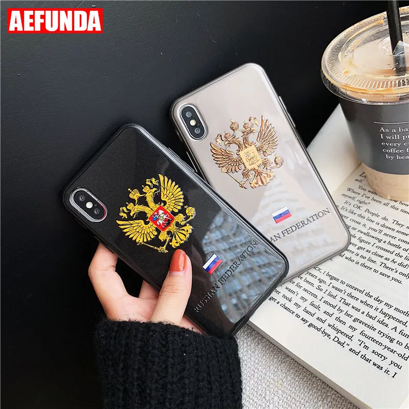 

Russian National Emblem Pattern Phone Case For iPhone X XS Max XR 7 8 6 6S Plus IMD TPU Case Russian Federation National Flag
