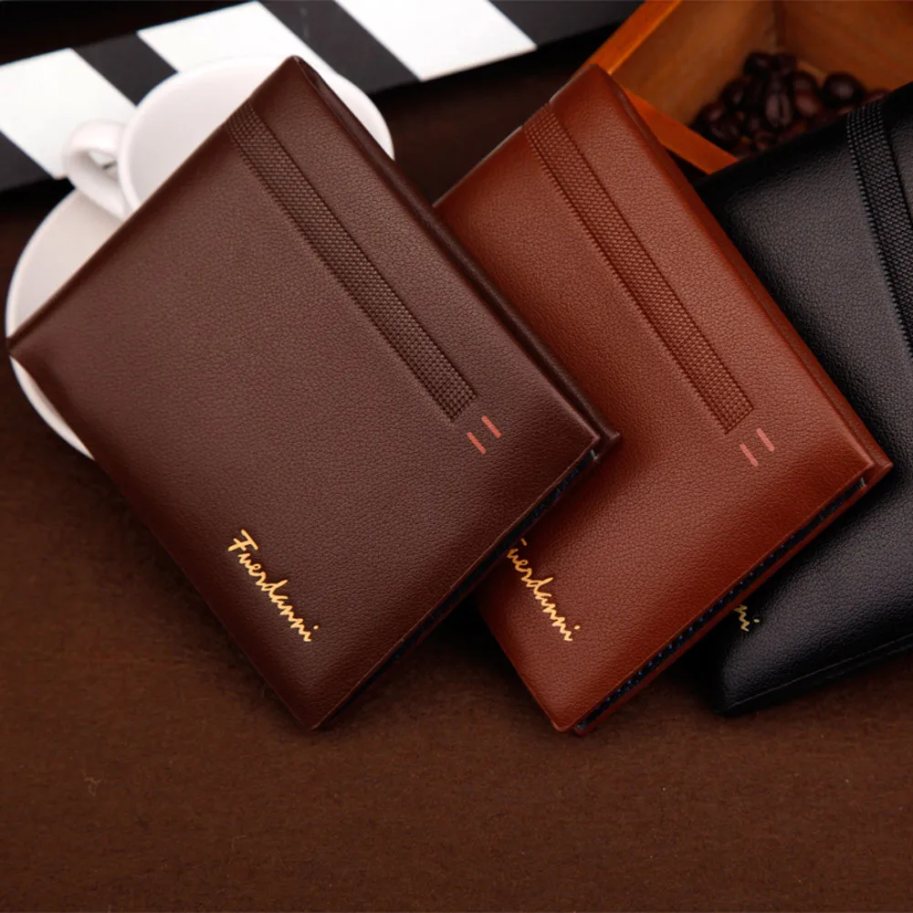 

2016 New Fashion Brand Men Leather Card Cash Receipt Holder Organizer Bifold Wallet Stripe Purse Casual Credit Card Holder Purse