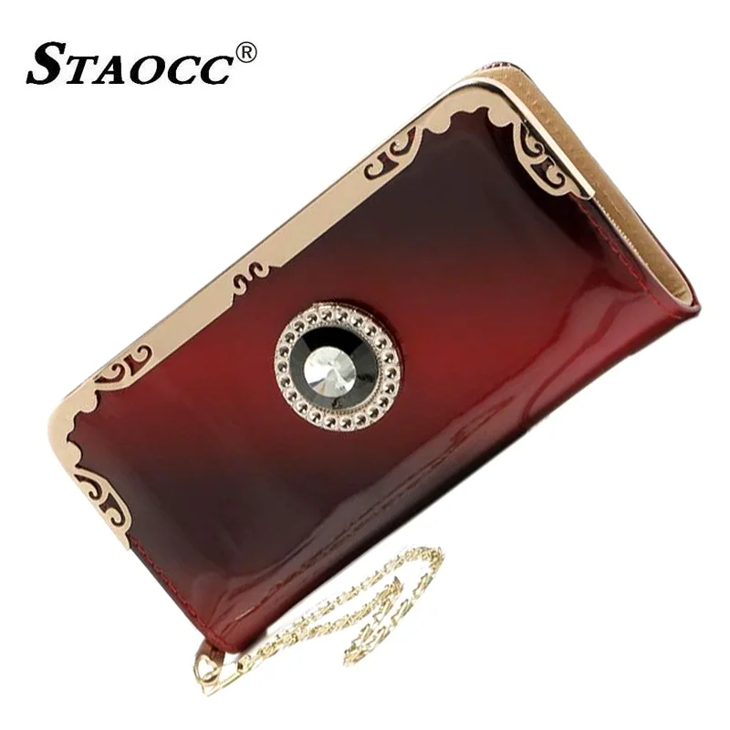 

2019 Women Wallet Purse Lady Long Diamonds Clutch Purse Zipper Patent Leather Wallet Large Capacity Zipper Female Wallets Phone
