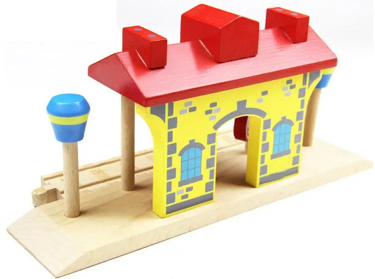 Поезд гараж воздушный Staion деревянный трек совместим с Brio деревянный поезд трек железнодорожные аксессуары игрушки для детей подарок на удачу