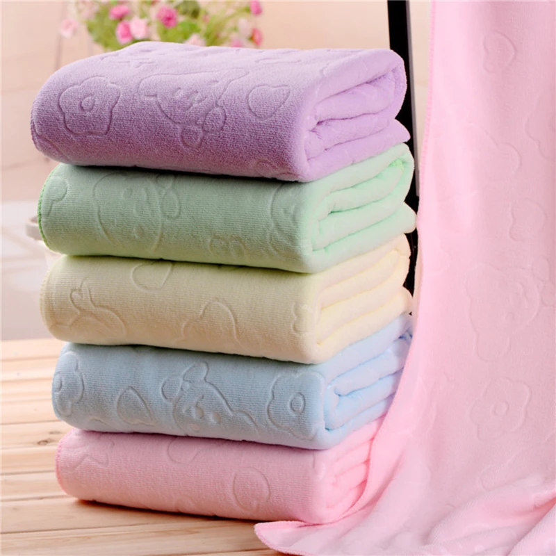 

DIDIHOU 70*140cm Beach Towel Bear Print Solid Bath Microfiber Fabric Rectangle Bathroom Kitchen Towel Washable Decor 1PC