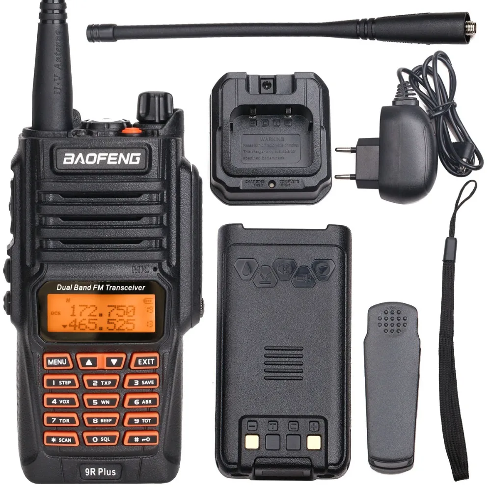 2PCS Baofeng UV-9R Plus Waterproof 8W Powerful Walkie Talkie Two Way Radio Dual Band 10km UV9R Ham CB Handheld Radio+USB Cable