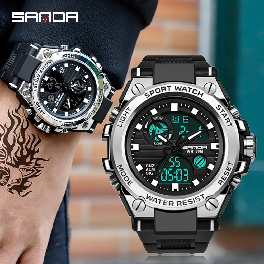 

SANDA Brand Style Men Digital Watch Shock Military Sports Watches Fashion Waterproof Electronic Wristwatch Mens 2019 Relogios