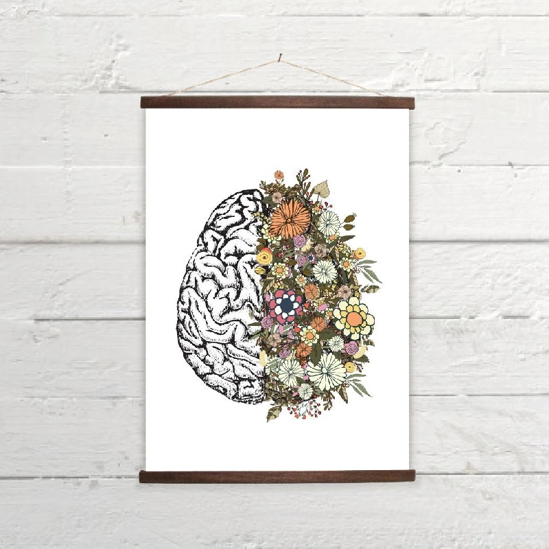 Vintage Anatomy Floral Heart Brain Wall Art Painting Decor