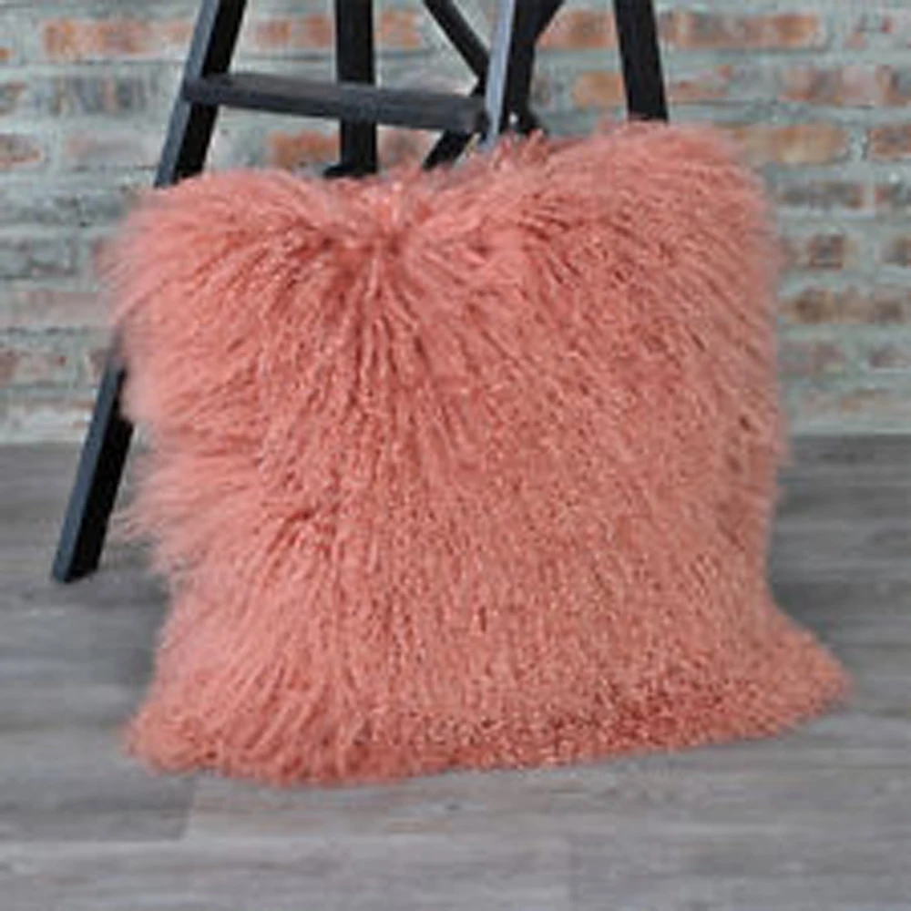 

2016 Mongolian Fur Pillow Cover Pink Real Fur Cushion Cover Decorative Cushion Covers For Sofa Lumbar Tibet Pillows12"x36
