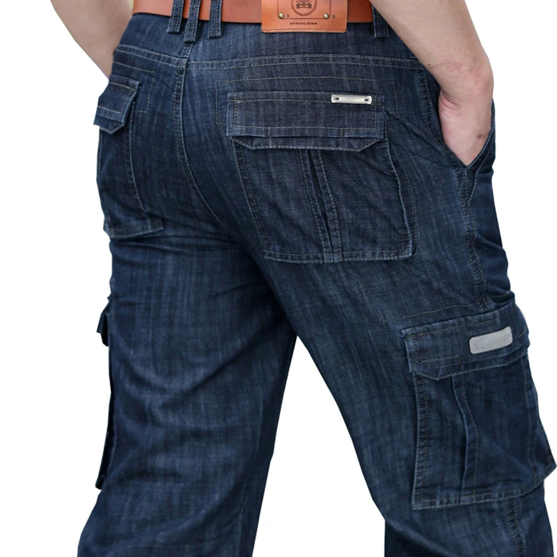 Vomint мужские джинсы-карго, джинсовые штаны, классические, свободные, с карманами, Классическая, вареная, военная одежда больших размеров 38 40 42 V7A1J012