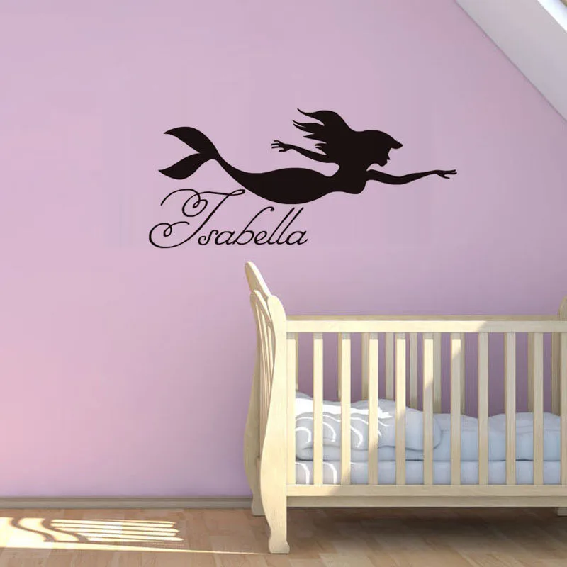 Little Mermaid Wall Stickers Customized Name Vinyl Wall Sticker