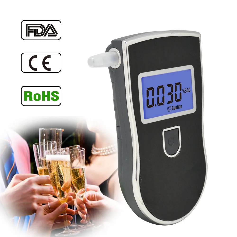 NEW Hot selling Professional Police Digital Breath Alcohol Tester Breathalyzer AT818 Respirable