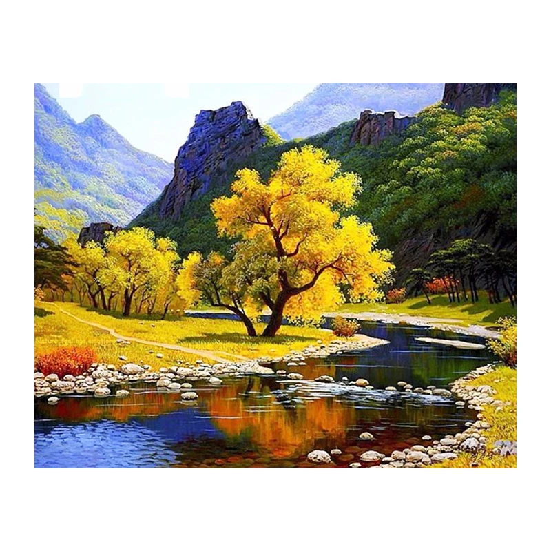 NEW 3D DIY Diamond Painting Cross Stitch Autumn Landscape Crystal Needlework Diamond Embroidery Full Diamond Decorative 