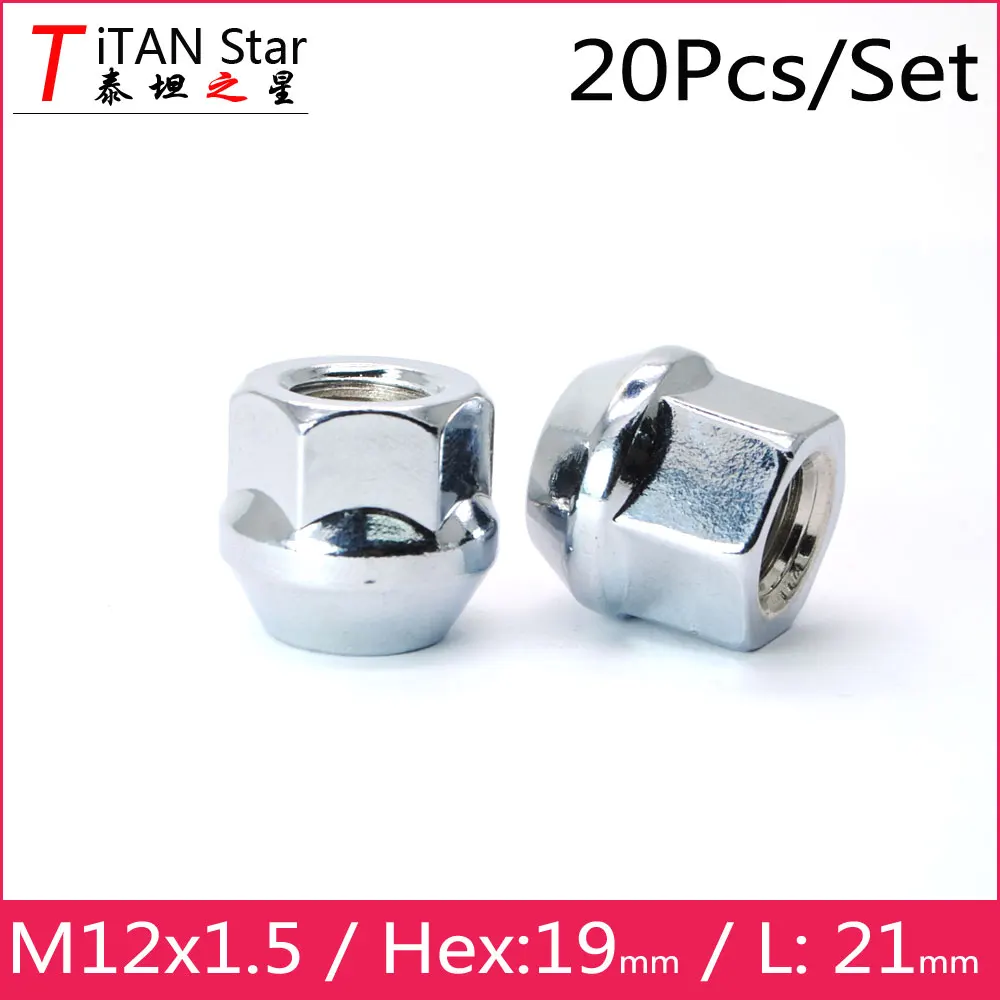 20 шт. открытые гайки m12x1 5 1 OEM OE в наличии Заводские колёсные диски 19Hex Chrome для Ford