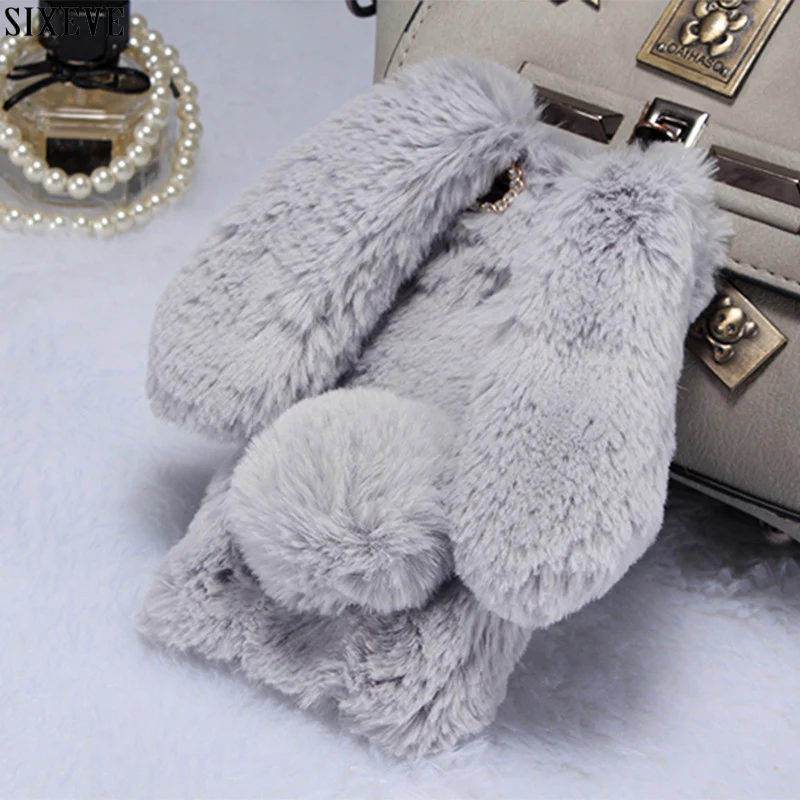 

SIXEVE Luxury Fur 3D Rabbit ears Silicon Case for iPhone 6 s iPhone 6S Plus iPhone 6Plus 6SPlus Cell Phone shockproof Back Cover