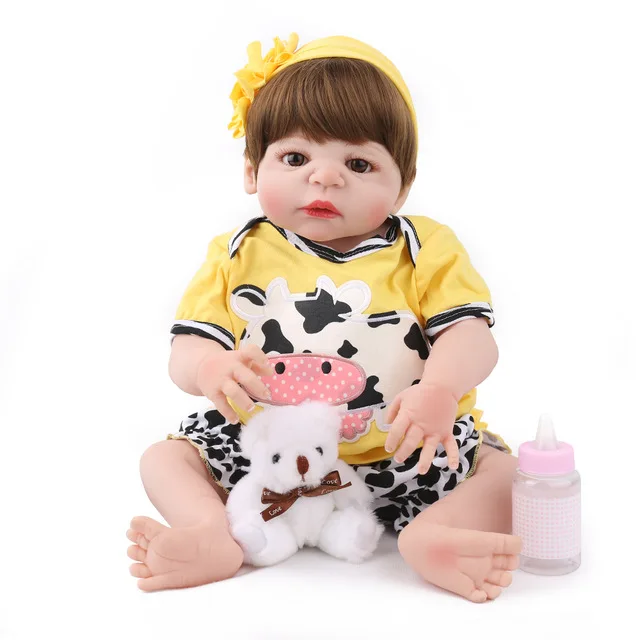 

NPKDOLL Reborn Doll Baby Lifelike Newborn Girls Princess Soft Vinyl Boneca Looklike Real Babe 22 inch Beautiful Educational Kid