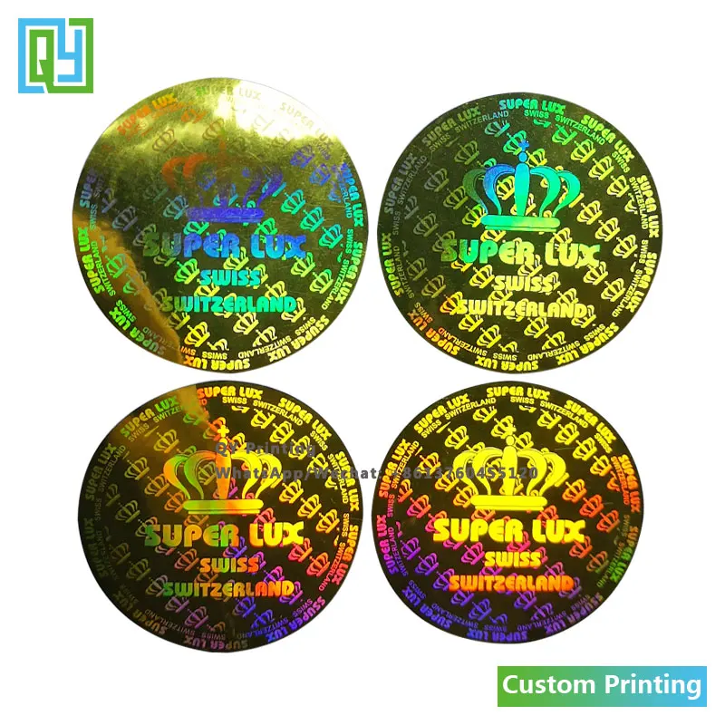 10000pcs 40x40mm 무료 배송 사용자 정의 인쇄 3D 황금 호 일 홀로그램 스티커 안티 가짜 보안 레이블 골드 레이저 홀로그램 인감